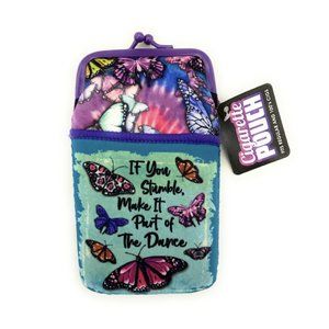 Butterfly Design Neoprene Cigarette Pouch with Snap Clasp Closure